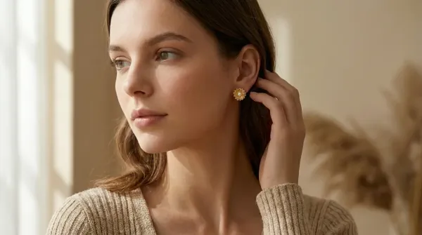 Golden Daisy Perlenohrstecker Edelstahl vergoldet